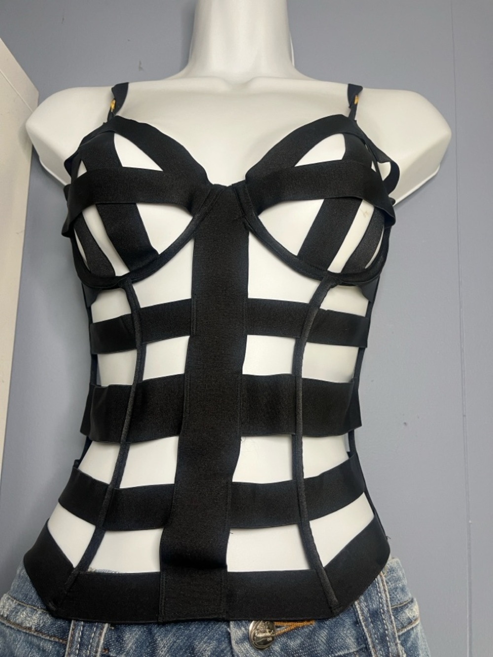 Black Strappy Bustier Top